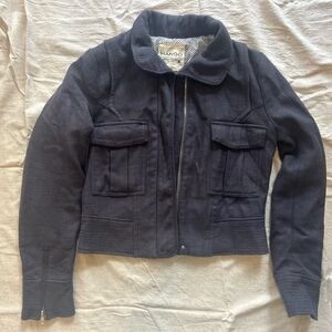 Mango Navy Military Crop Jacket